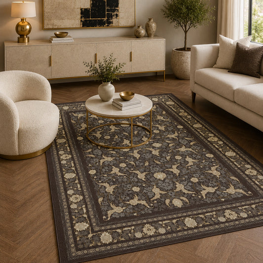 Mashad 722621 Traditional Persian Area Rug Coal