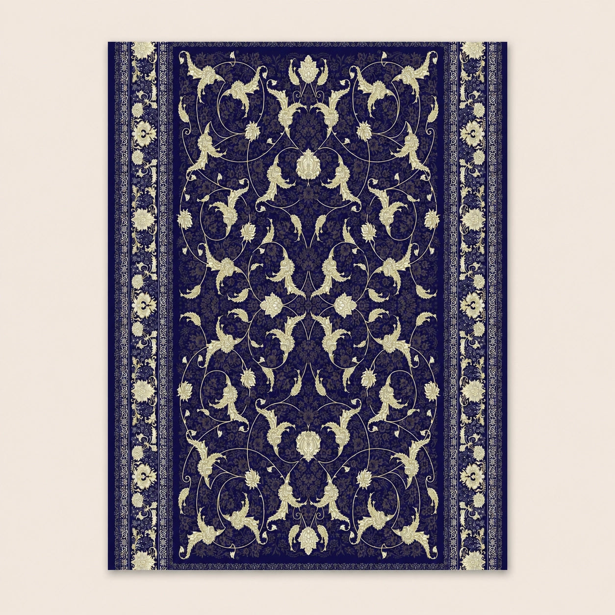 Mashad 722621 Traditional Persian Area Rug Dark Blue