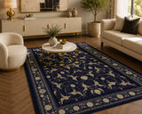 Mashad 722621 Traditional Persian Area Rug Dark Blue