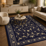 Mashad 722621 Traditional Persian Area Rug Dark Blue