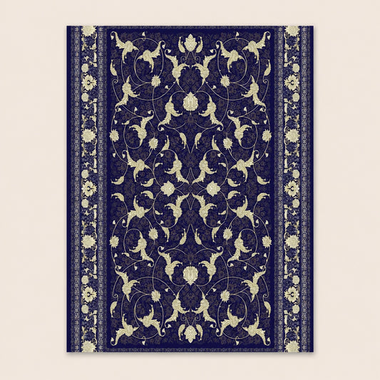 Mashad 722621 Traditional Persian Area Rug Dark Blue