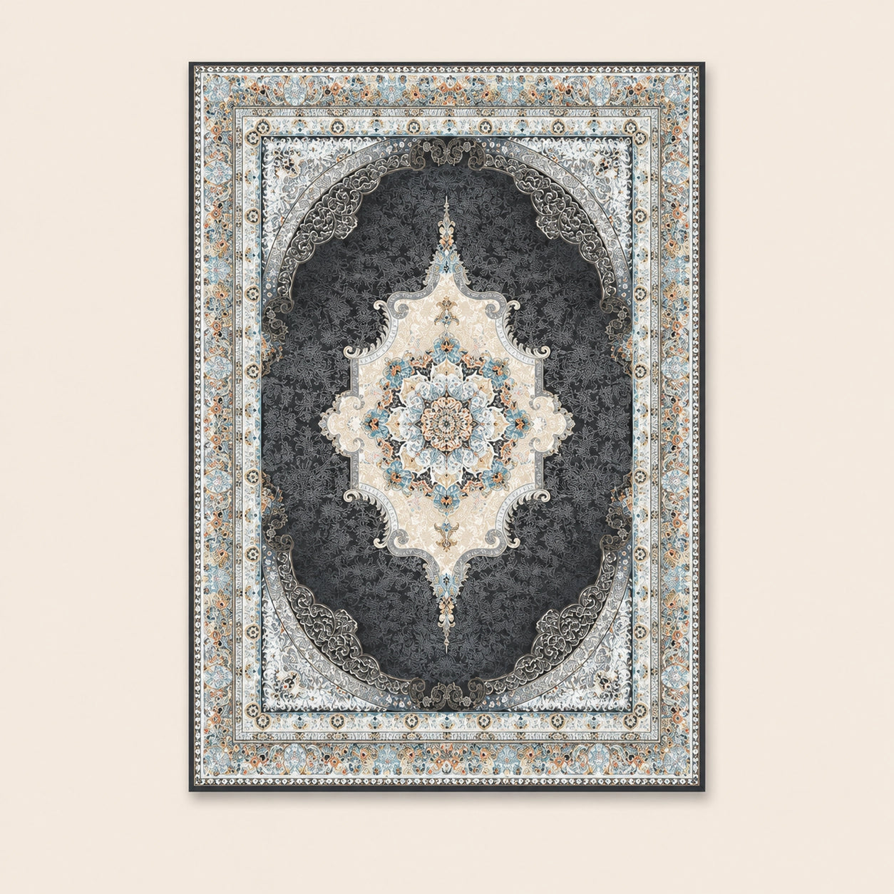 Mashad 723515 Traditional Persian Area Rug Coal