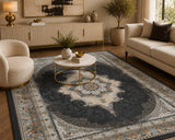 Mashad 723515 Traditional Persian Area Rug Coal