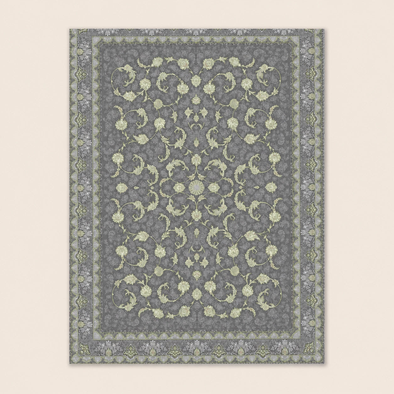 Mashad 806004 Traditional Persian Area Rug Grey