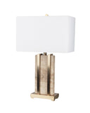 Milan Travertine Table Lamp with White Shade & Brass Frame