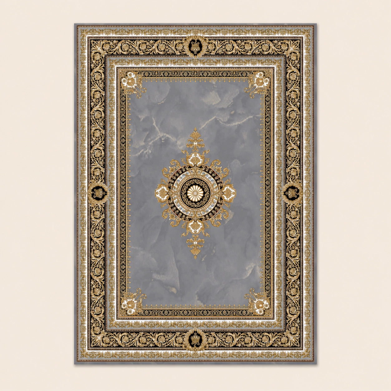 Negin 12120 Marble Grey traditional Persian Rug