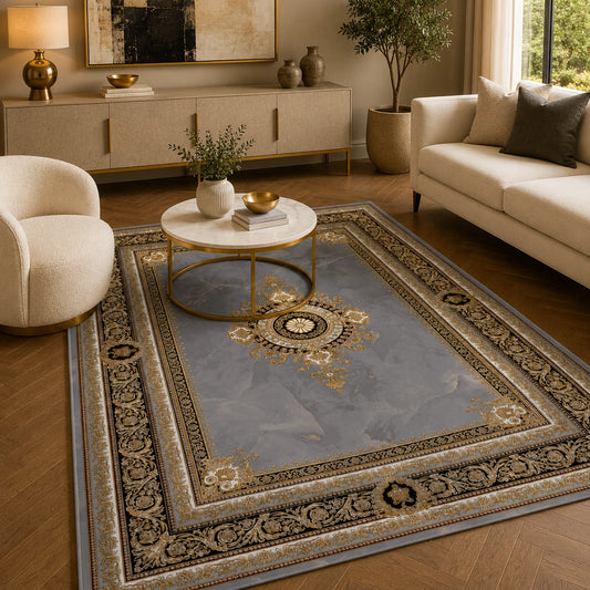 Negin 12120 Marble Grey traditional Persian Rug