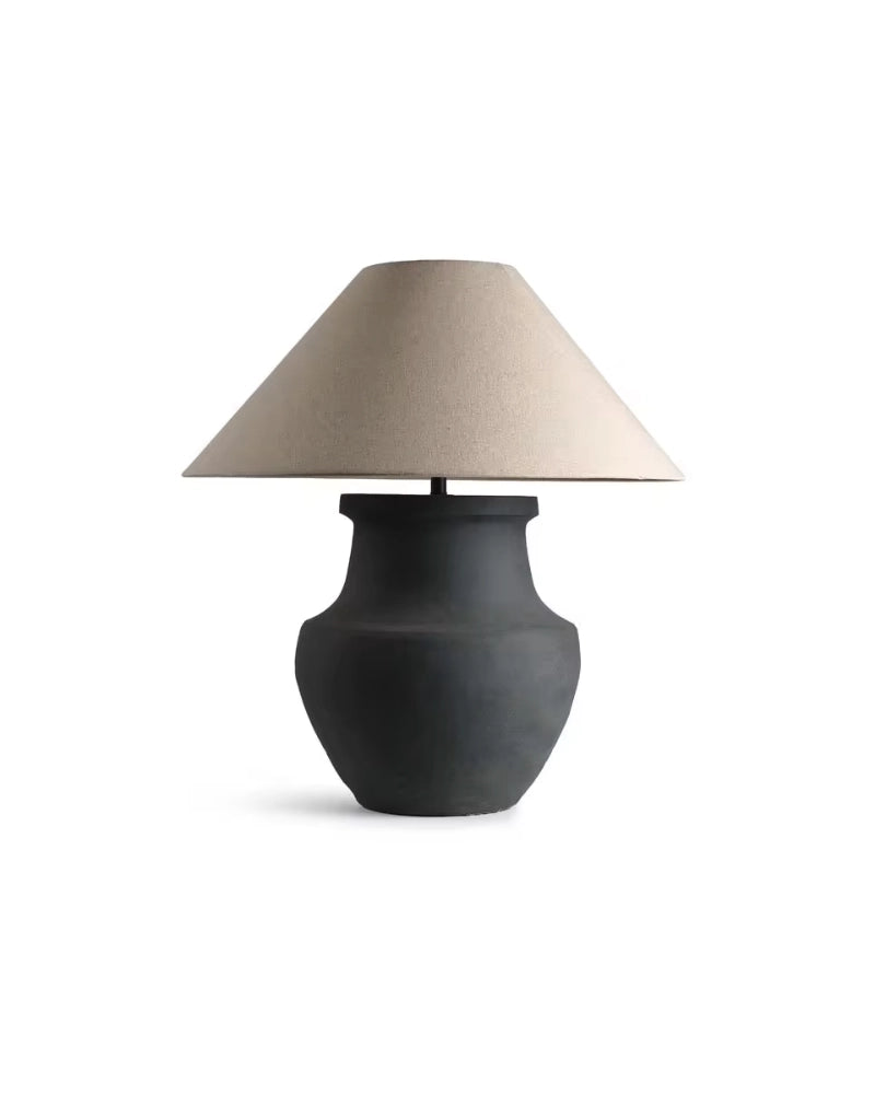 Oslo Modern Black Ceramic Table Lamp with Linen Shade