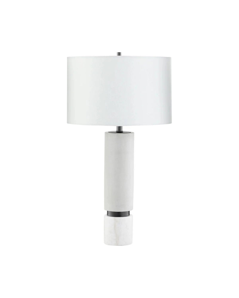 Prescott Marble Table Lamp with White Drum Shade