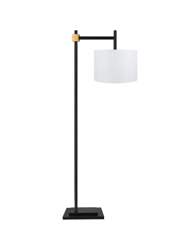 Prism Black Floor Lamp with White Drum Shade