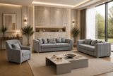 Regal Modern Fabric Sofa Set Grey