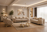 Royal Modern Fabric Sofa Set Beige