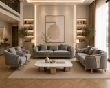 Royal Modern Fabric Sofa Set Grey