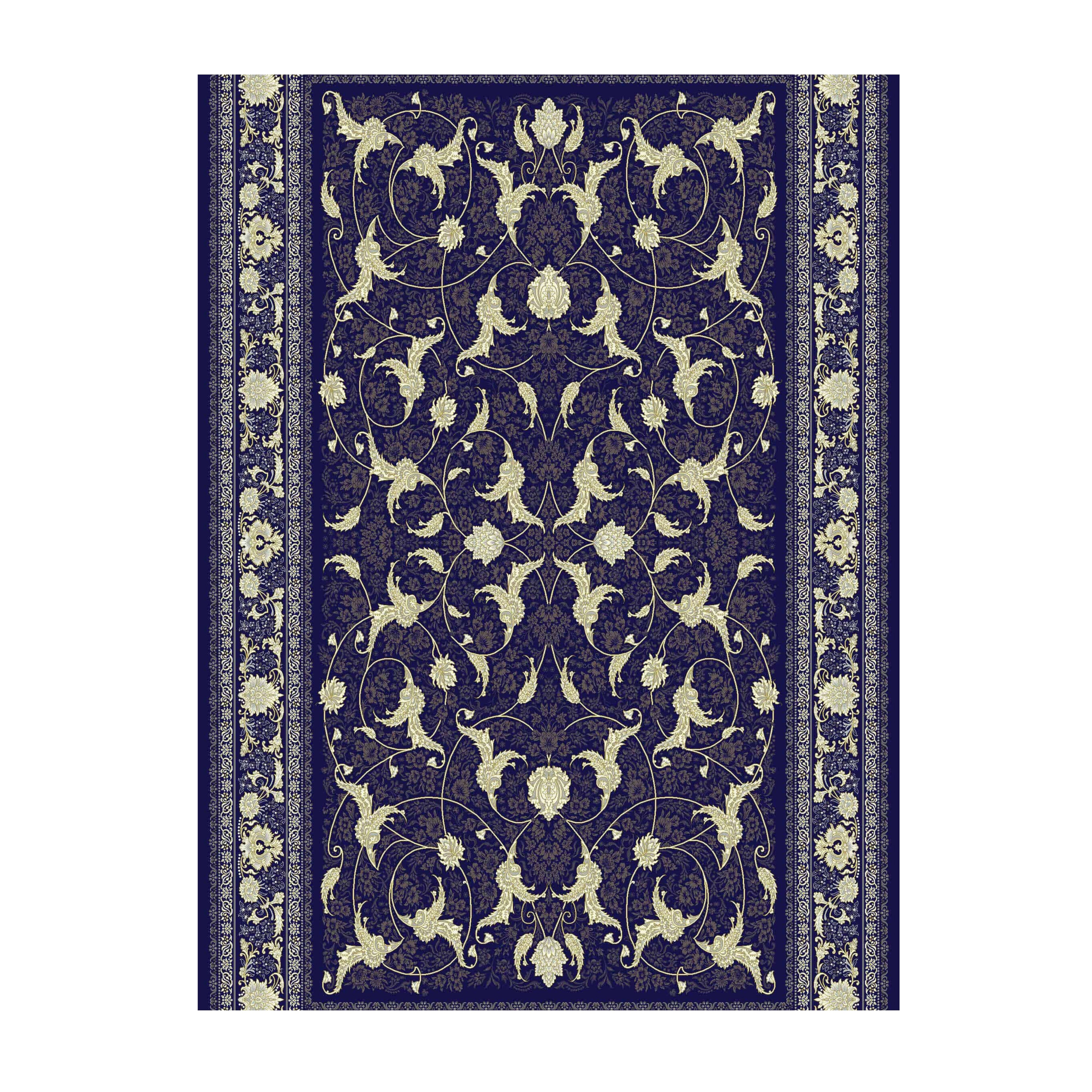 Mashad 722621 Traditional Persian Area Rug Dark Blue
