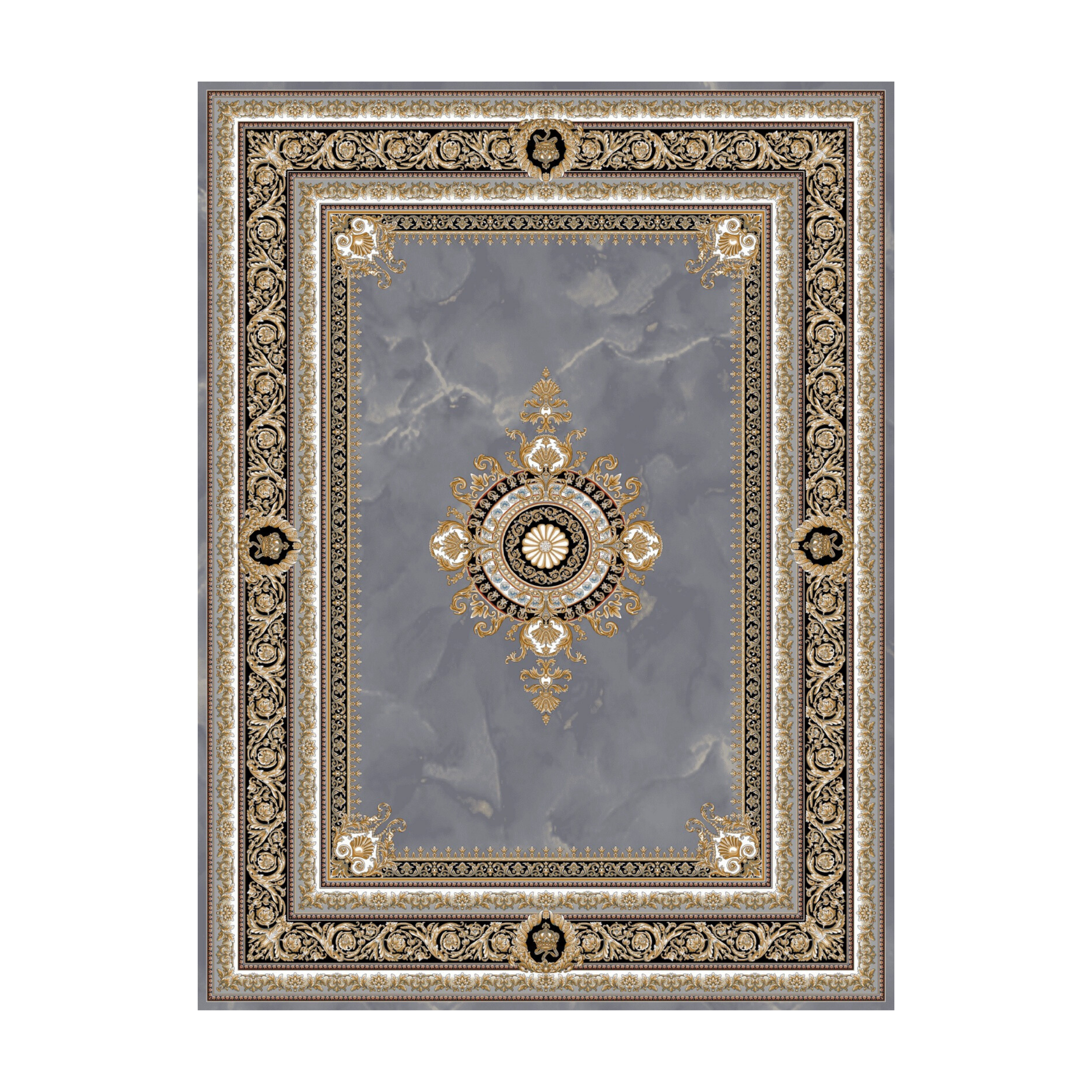 Negin 12120 Marble Grey traditional Persian Rug