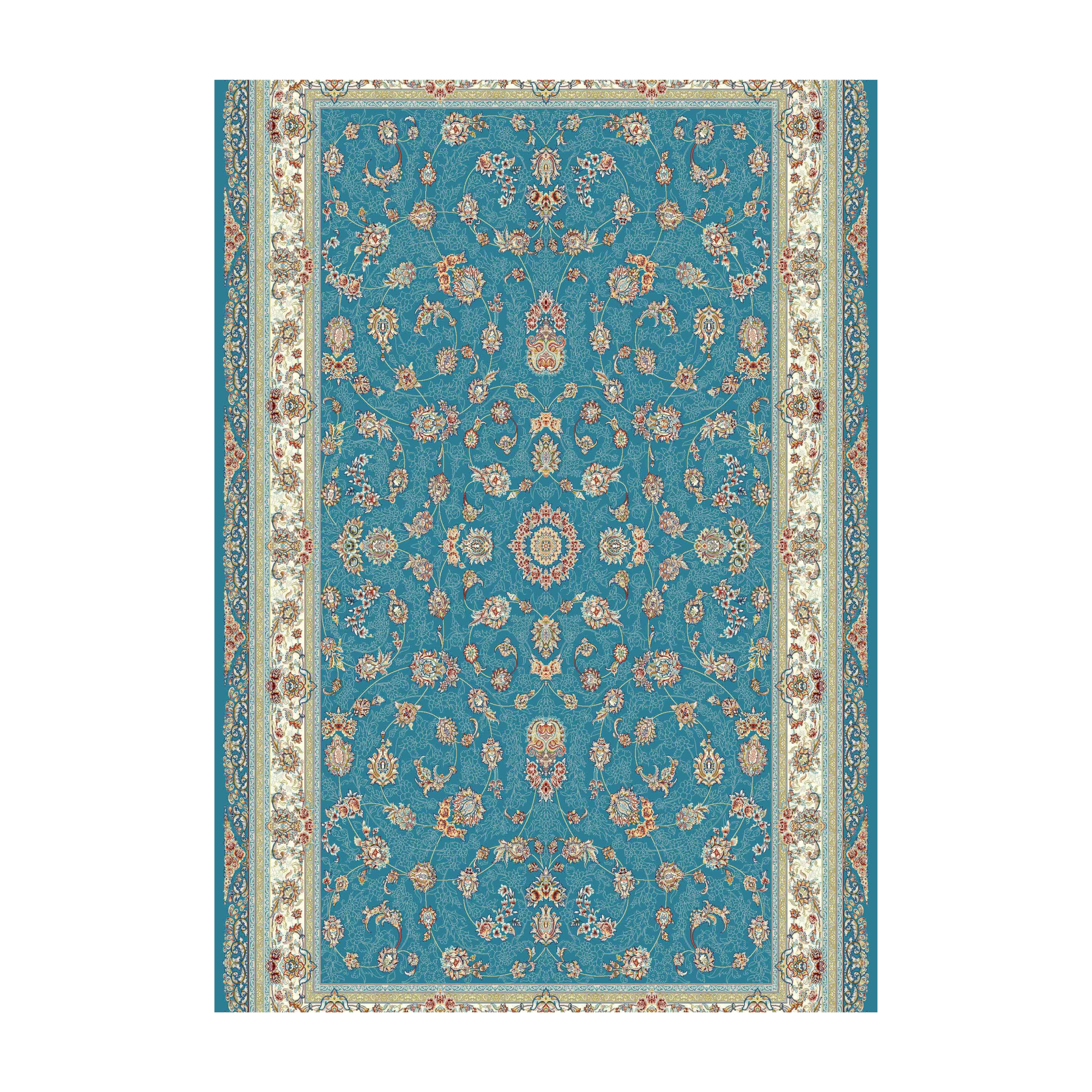 Mashad 722130 Traditional Persian Area Rug Blue