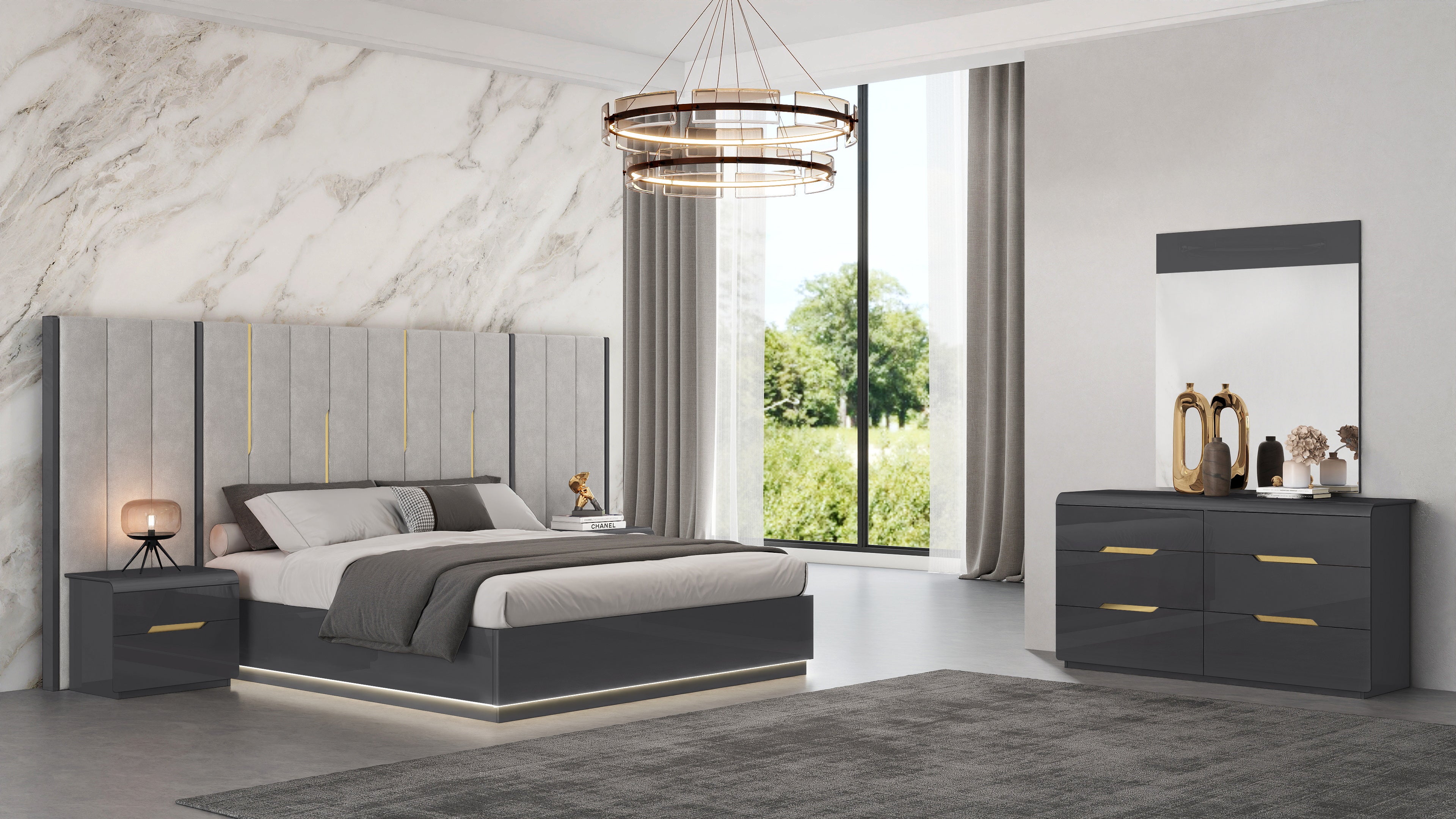 Liyana Modern Bedroom Suite Titanium Gold