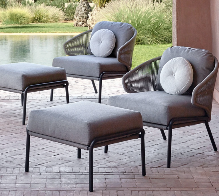 Harris Aluminium Frame With Outdoor Fabric Footstool