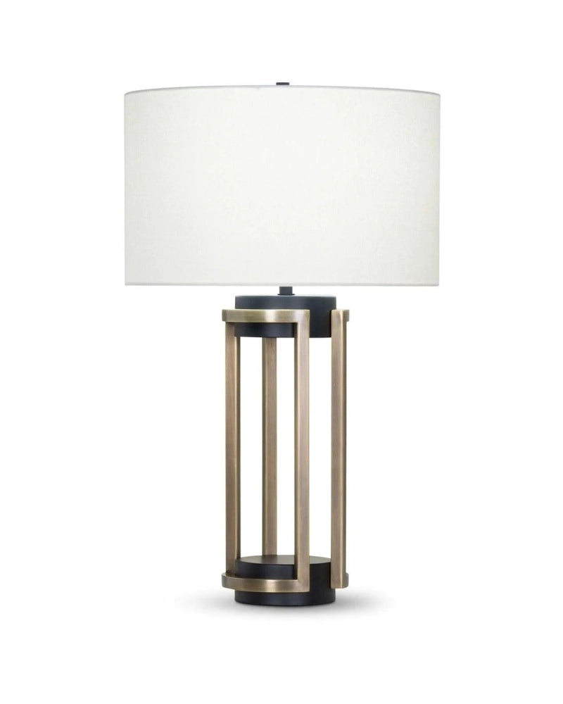 Sinclair Brass Table Lamp with White Drum Shade