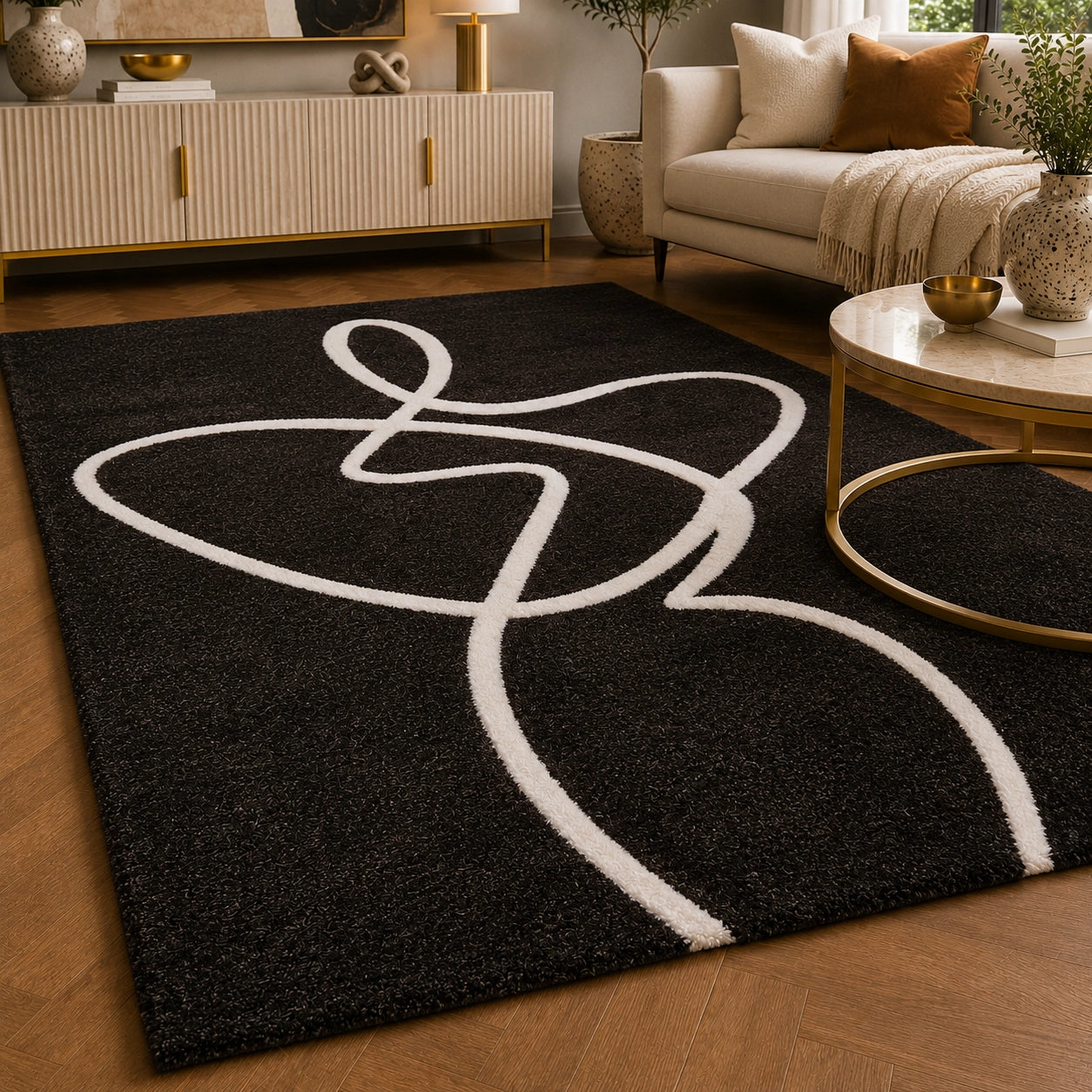 Soho 1217A Anthracite White Modern Floor Area Rug