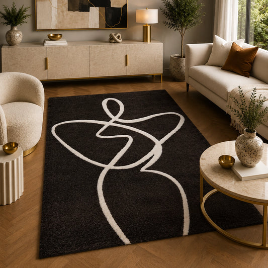Soho 1217A Anthracite White Modern Floor Area Rug