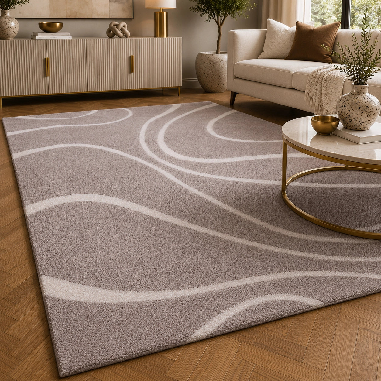Soho 1218A Light Grey / White Modern Area Rug