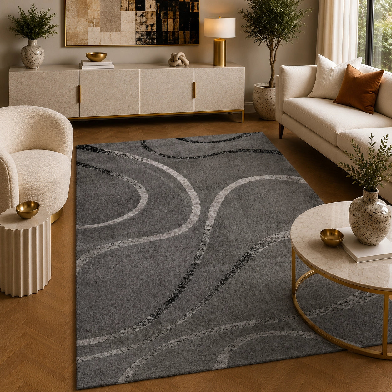 Soho 1218C Dark Grey / Grey Modern Area Rug