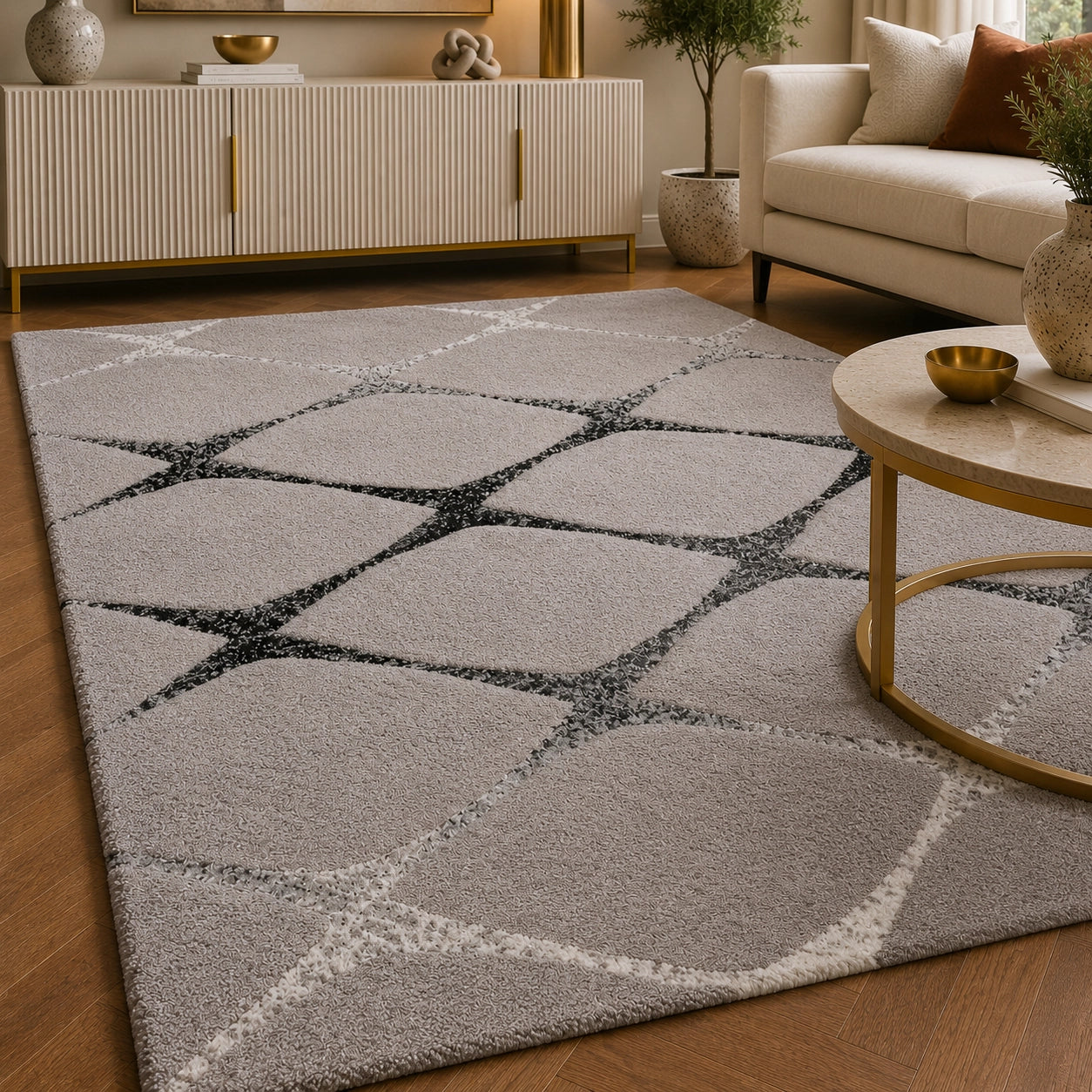 Soho 1242B Light Grey / Anthracite Modern Area Rug