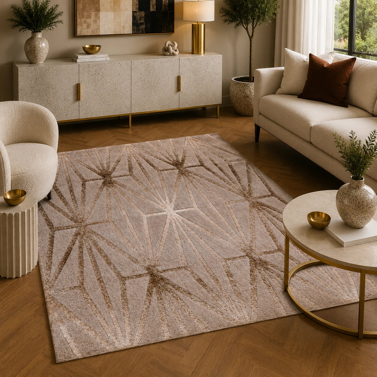 Soho 1256A Dark Vizon / Cream Modern Area Rug