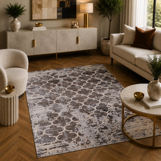 Tiger 3480B Dark Vizon / Light Grey Modern Area Rug