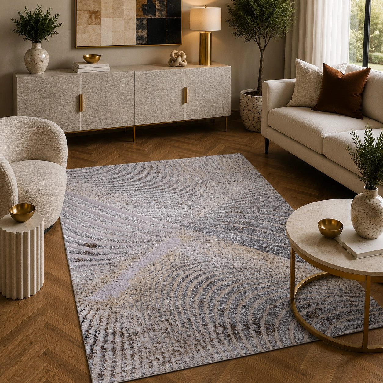 Tiger 3535A Grey / Dark Vizon Modern Area Rug