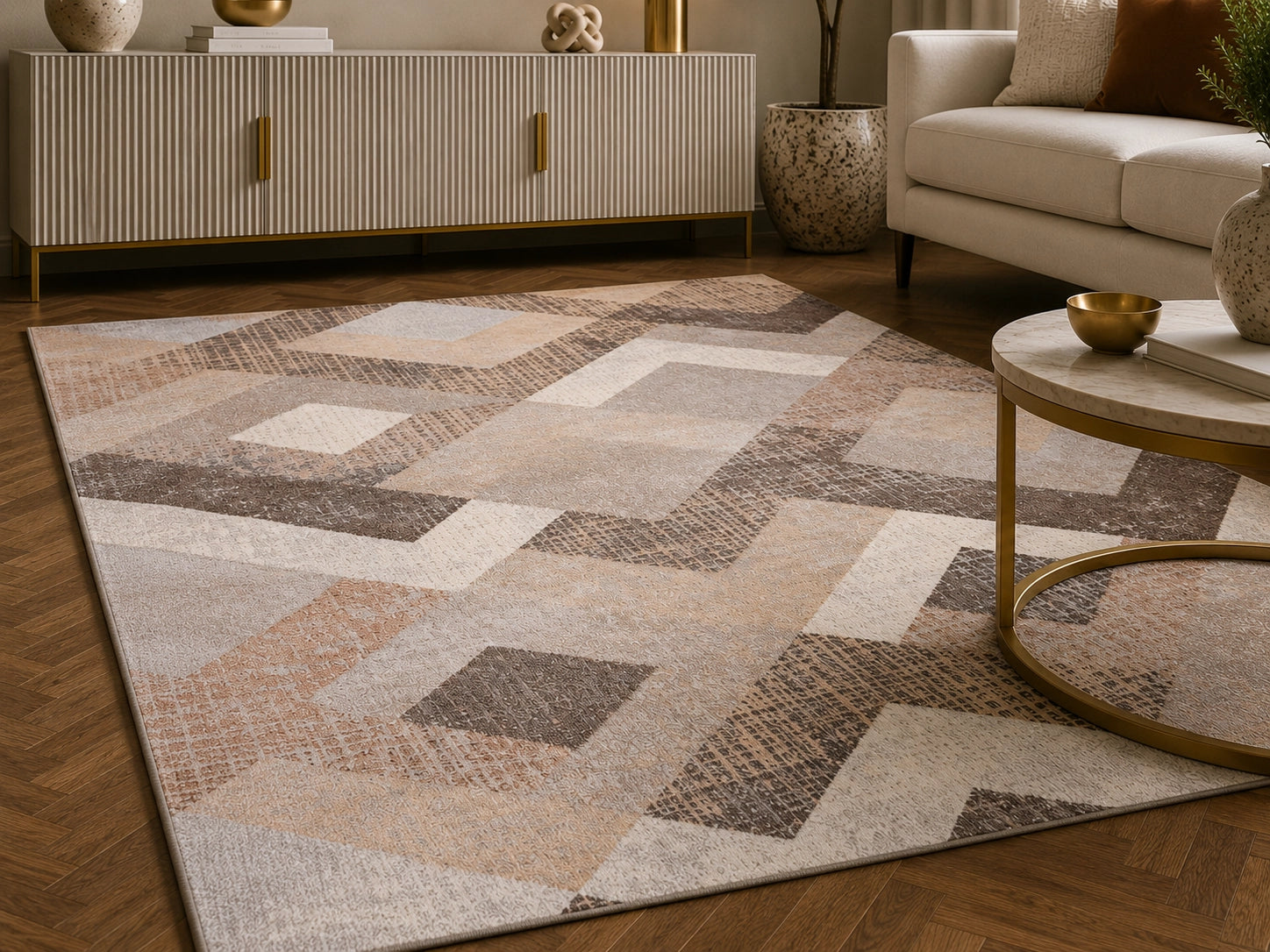 Tiger 3552A Light Grey / Beige Modern Area Rug