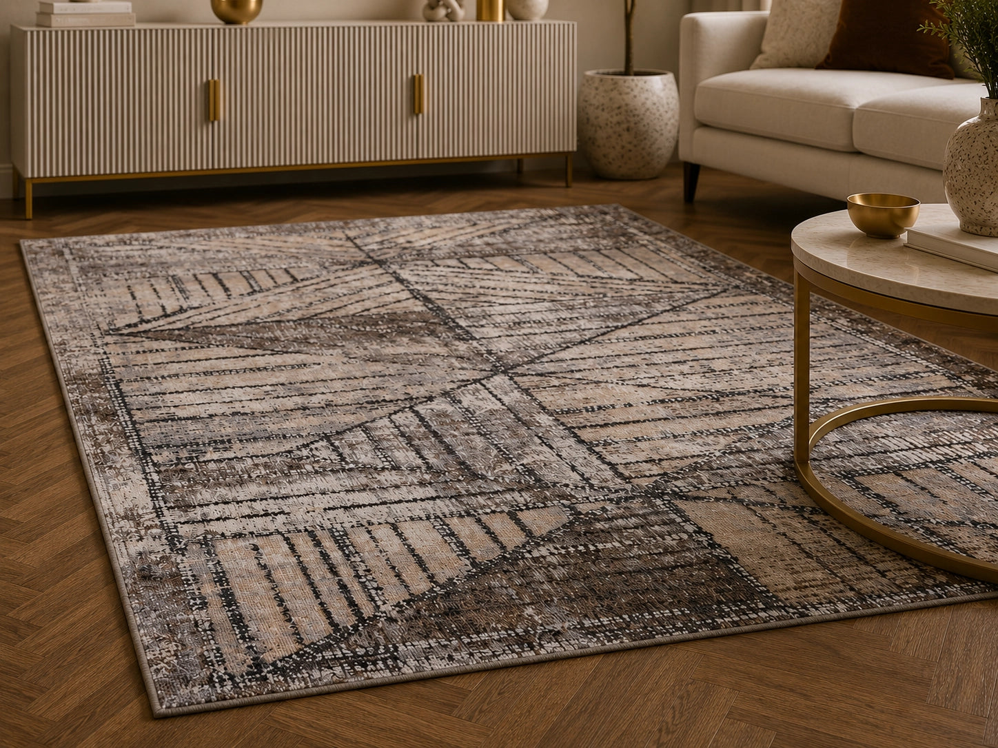 Tiger 4692A Beige / Grey Modern Area Rug