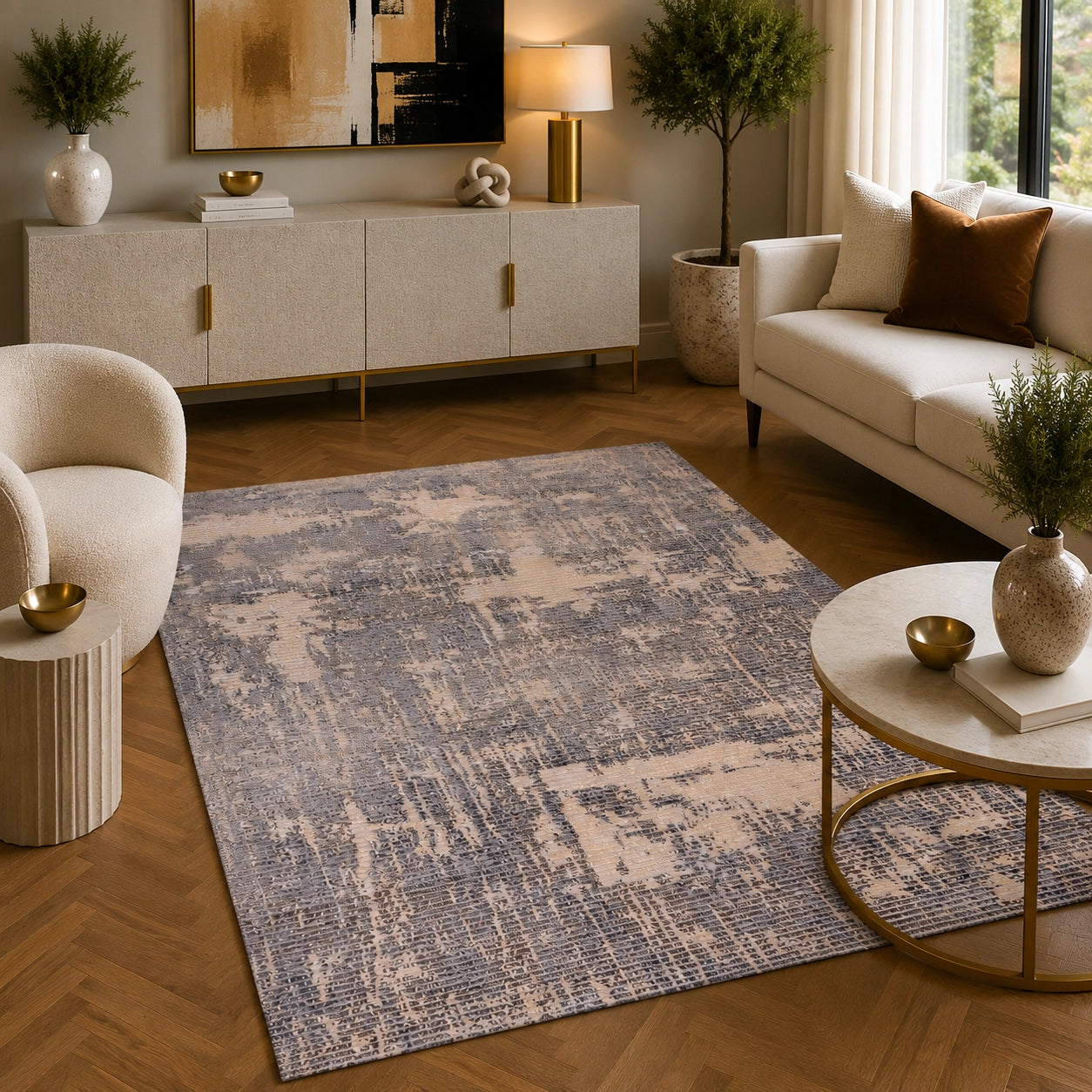 Tiger 9796A Beige / Grey Modern Area Rug
