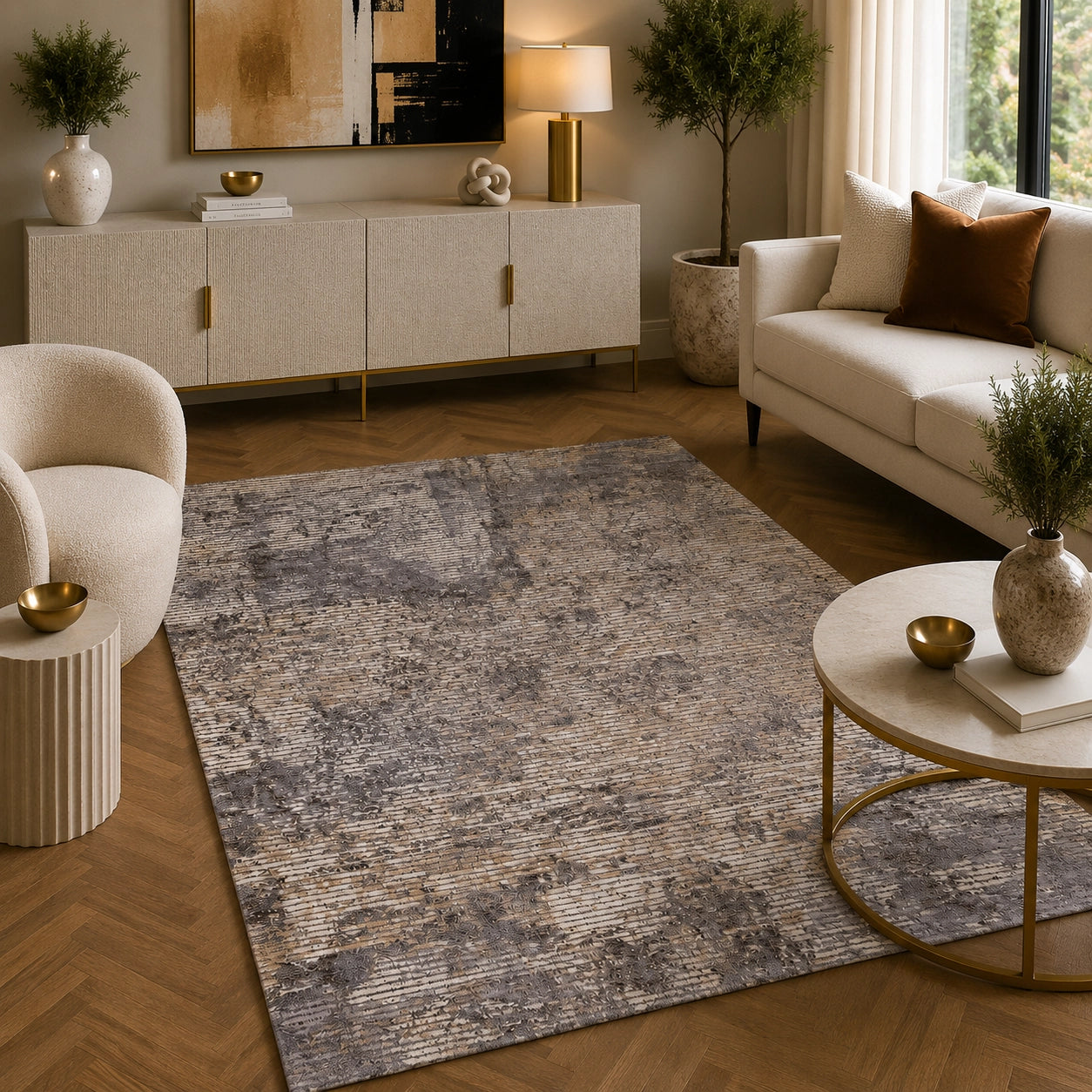 Tiger 9797A Grey / Beige Modern Area Rug