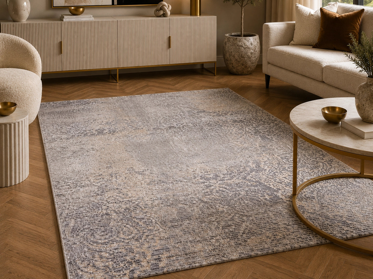 Tiger 9799A Light Grey / Beige Modern Area Rug
