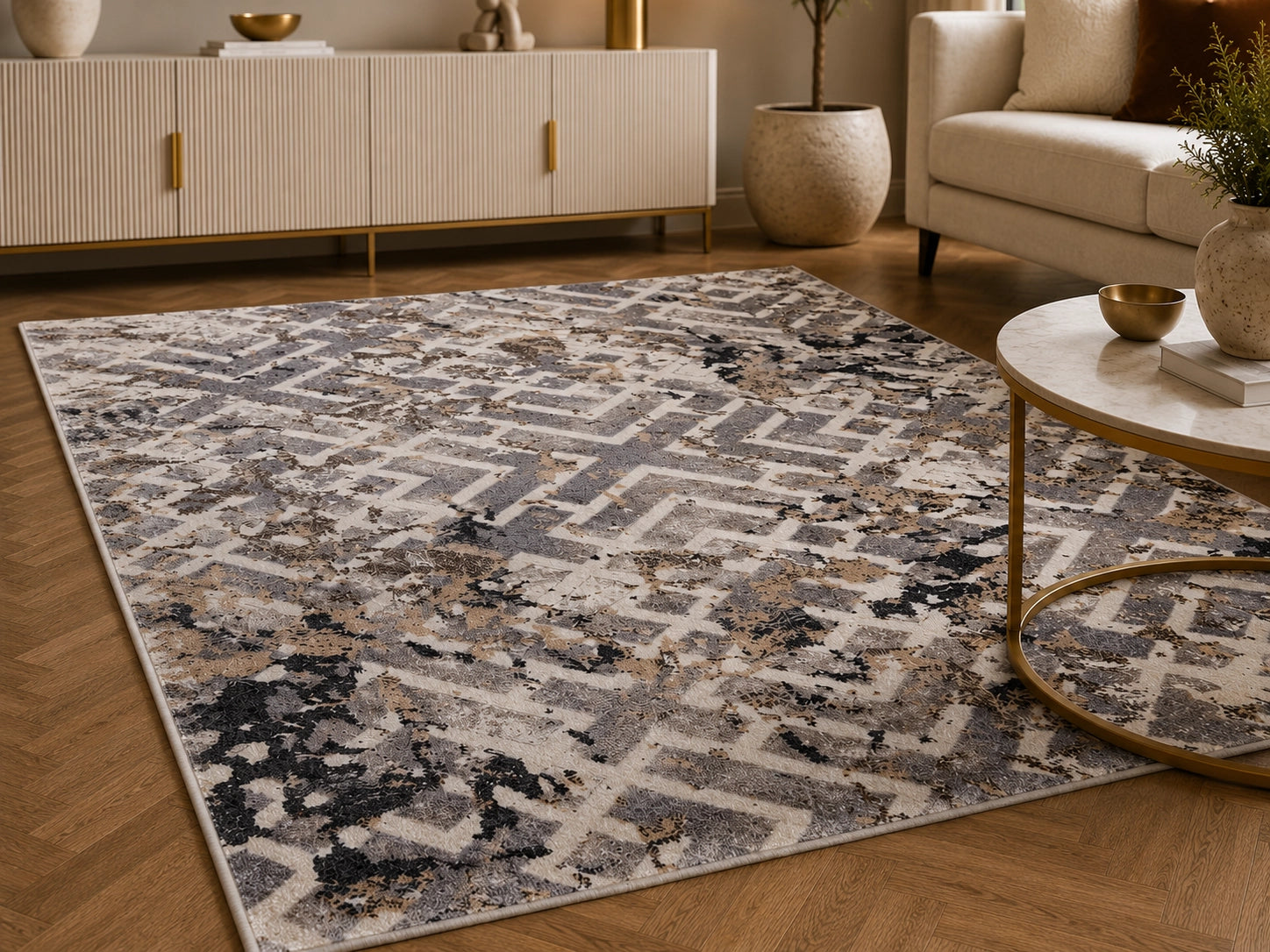 Tiger 9855A Cream / Beige Modern Area Rug