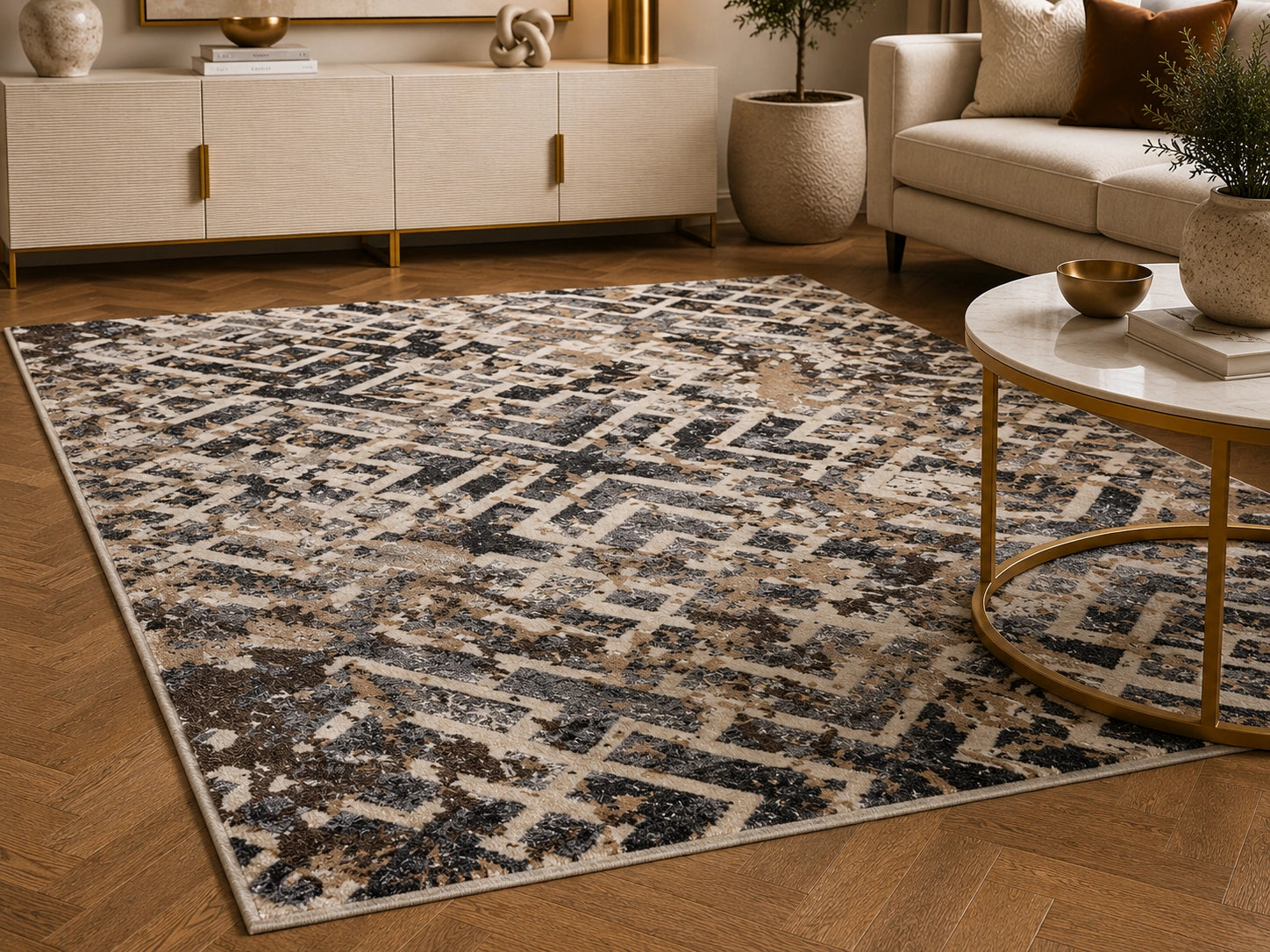 Tiger 9855A Light Grey / Beige Modern Area Rug