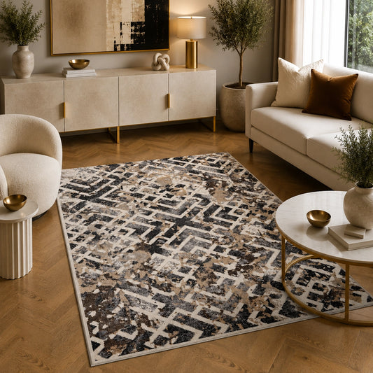 Tiger 9855A Light Grey / Beige Modern Area Rug