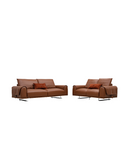 Johnny Contemporary Sofa Set in Brown Leather