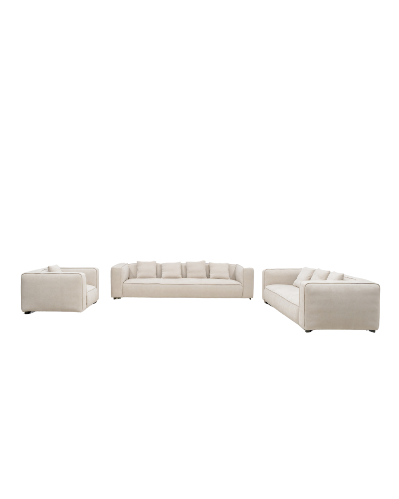 Dylan Contemporary Luxury Sofa Set In Beige Fabric