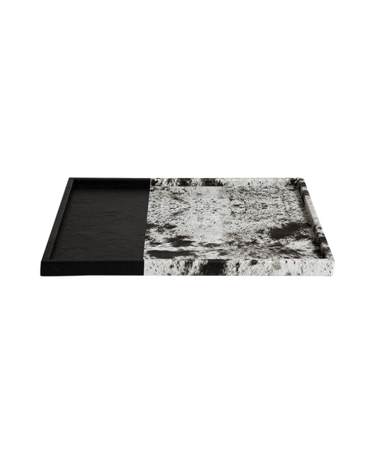 Wood+Leather The Fur Grain Tray Is Black Handcrafted Home Décor