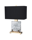 Contemporary Light Black Marble Base Table Lamp Black Linen Fabric Shade