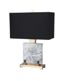 Contemporary Light Black Marble Base Table Lamp Black Linen Fabric Shade