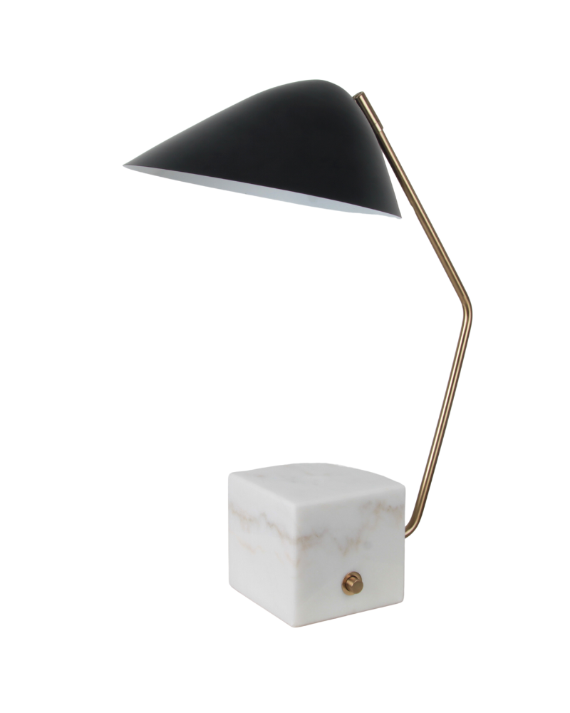 Stylish Contemporary Light Marble Base Table Lamp Metal Shade