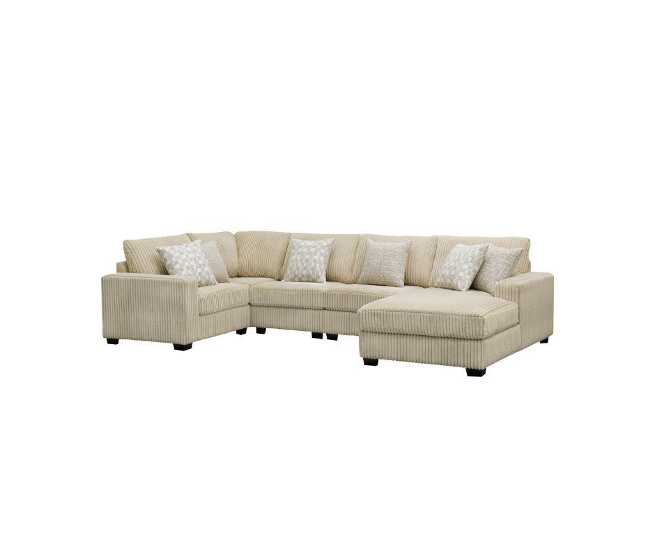 Ultimate Comfort Brown Corduroy Fabric Corner Sofa Set