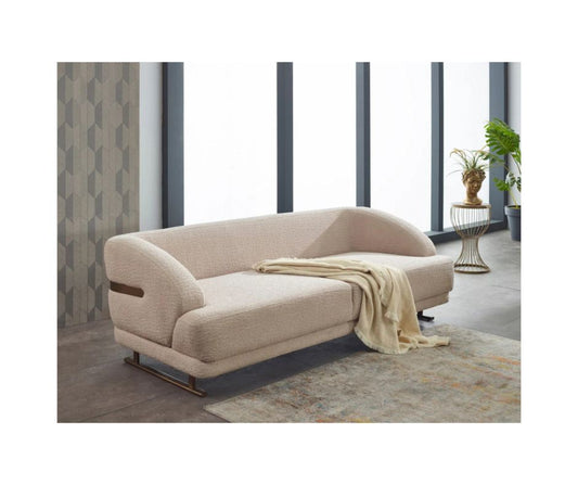 Panamera Beige Velvet Contemporary Sofa Set