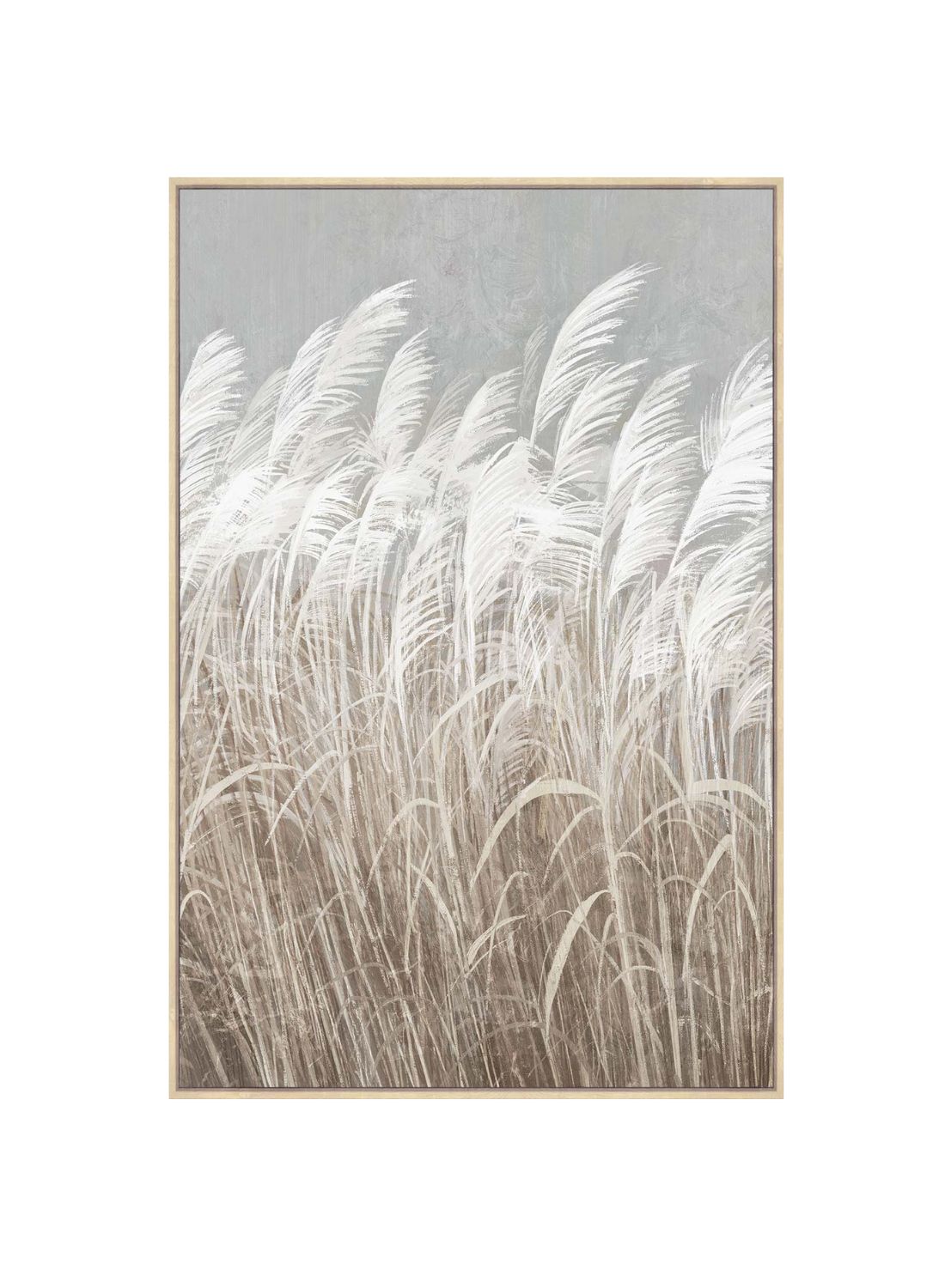 151160E Canvas Artwork Printed With Hand Embelishment Light Nature Frame