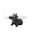 Hippo Round Coffe Table Fiberglass Animal Body + Glass Table Top