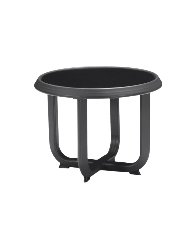 City Outdoor Side Table Tempered Glass Top Dark Stain